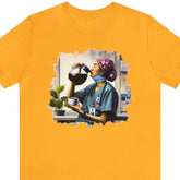 Nurses' Caffeine Lifeline Unisex Short Sleeve Tee, coffee nurse shirt, nursing apparel, nurse humor, Gold - Subtle Blue M